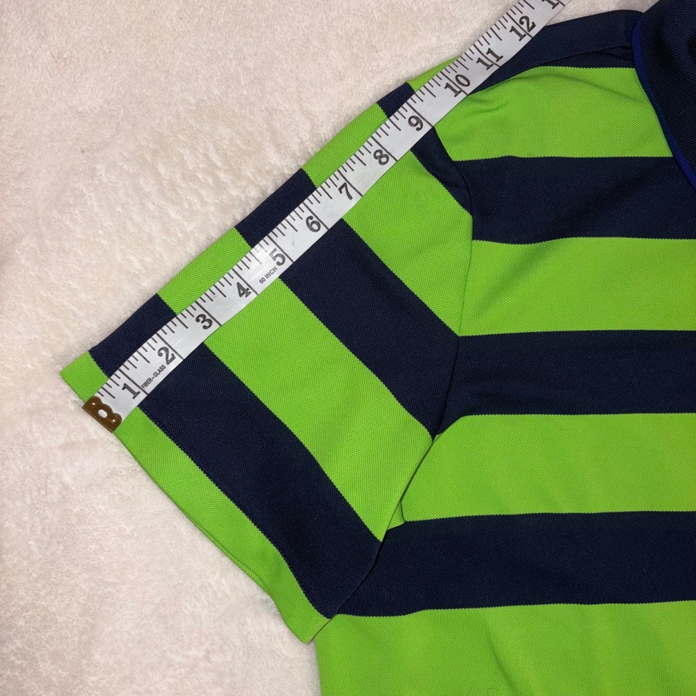 RLX RALPH LAUREN Polo Shirt Mens Large Green Navy Striped Performance Golf Tee - Picture 12 of 12